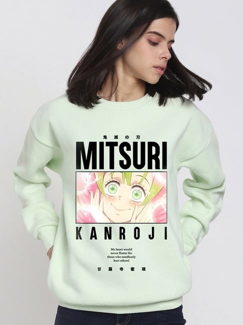 Bewakoof Green Loose Fit Graphic Print Sweatshirt-picture-36