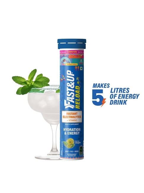 Fast&Up Reload Instant Electrolyte for Hydration Energy - Mojito Flavour - 20 Tablets