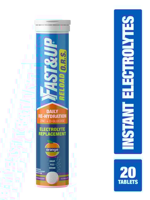 Fast&Up Orange Flavored Reload O.R.S Effervescent Electrolyte Tablets - 20 Tablets