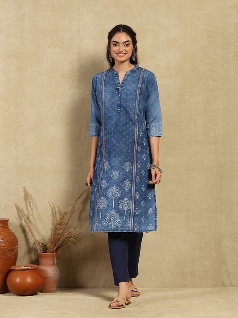 House Of Chikankari Blue Denim Printed Kurti-picture-31