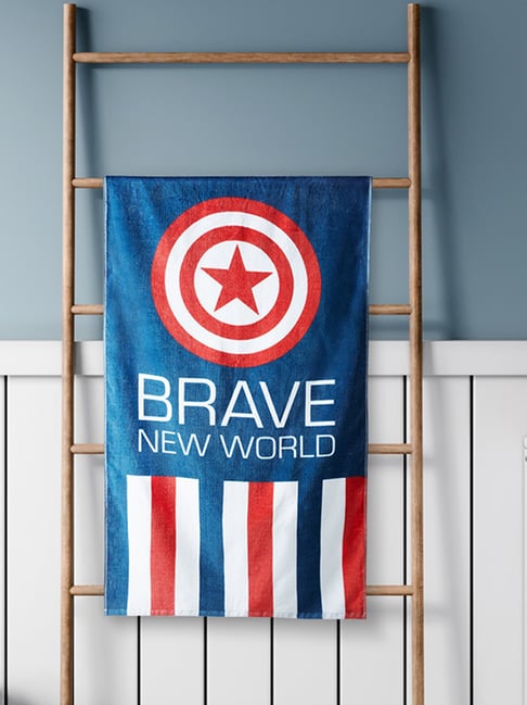 Spaces Copen Blue Cotton Printed Kids Bath Towel