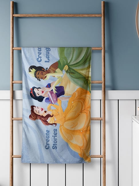 Spaces Wan Blue Cotton Printed Kids Bath Towel