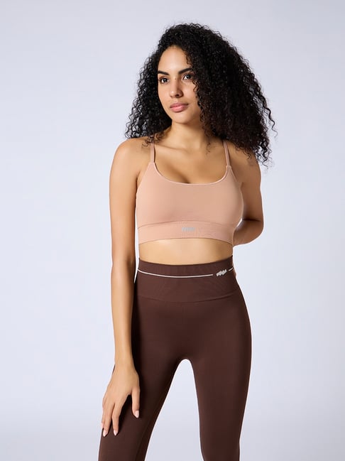 Feier Beige Nylon Solid Bra-picture-15