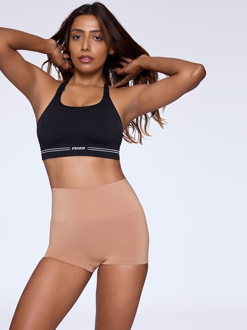 Feier Beige Nylon Solid Boyshorts