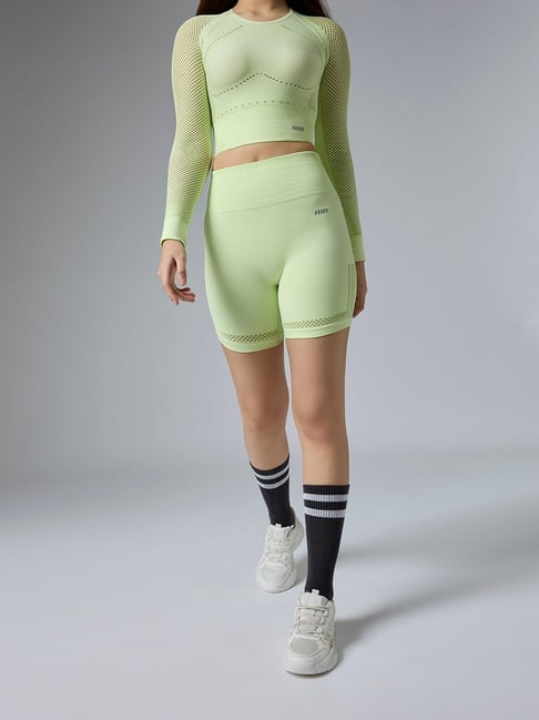 Feier Lime Nylon Solid Shorts