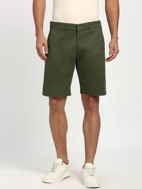 Peter England Green Cotton Regular Fit Shorts-picture-23