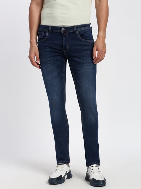 Peter England Navy Cotton Skinny Fit Jeans-picture-26