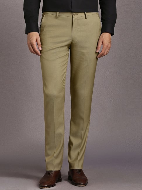 Louis Philippe Green Slim Fit Texture Trousers-picture-47