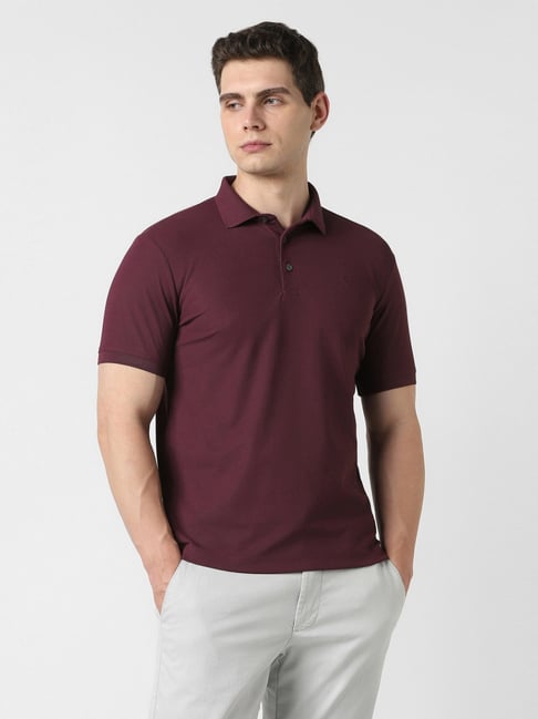 Van Heusen Maroon Cotton Regular Fit Polo T-Shirt-picture-21