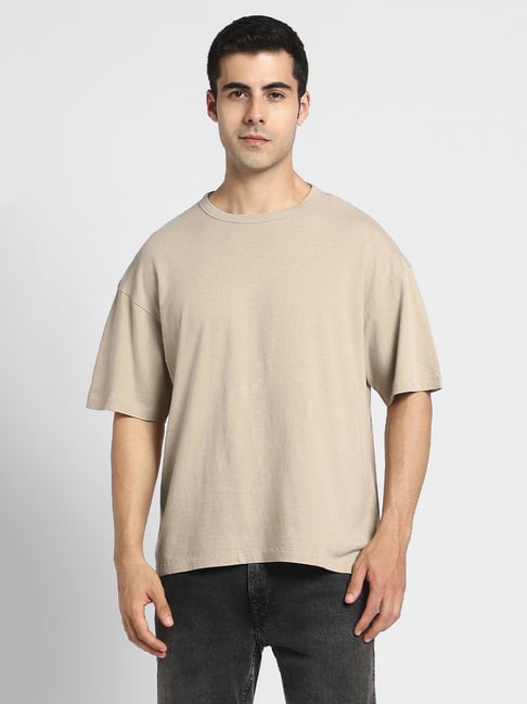 American Eagle Beige Cotton Regular Fit T-Shirt-picture-27