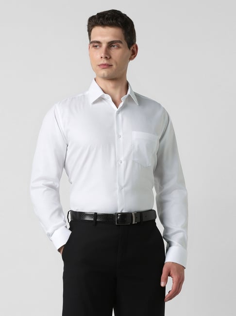 Van Heusen White Cotton Regular Fit Shirt