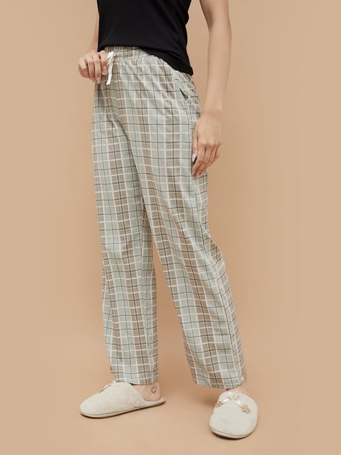 Ginger By Lifestyle Medium Olive Cotton Regular Fit Checked Pyjamas-picture-24