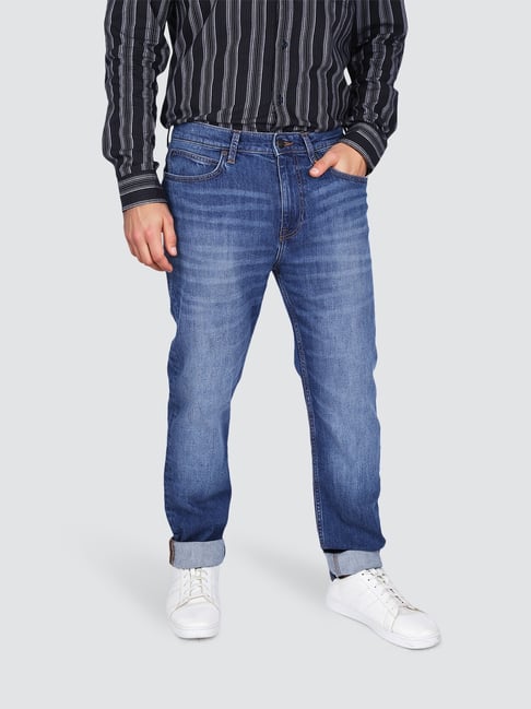 Lee Blue Cotton Solid Mid Rise Jeans-picture-31