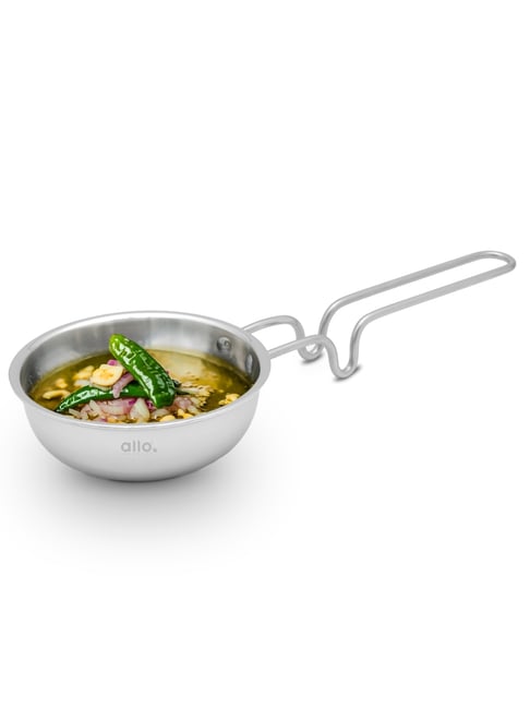 ALLO Silver Triply Stainless Steel Non-Stick Tadka Pan (320 ml)