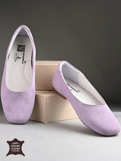 Hoversoul Women's Ballad Lilac Storm Leather Ballerina Shoes-picture-35