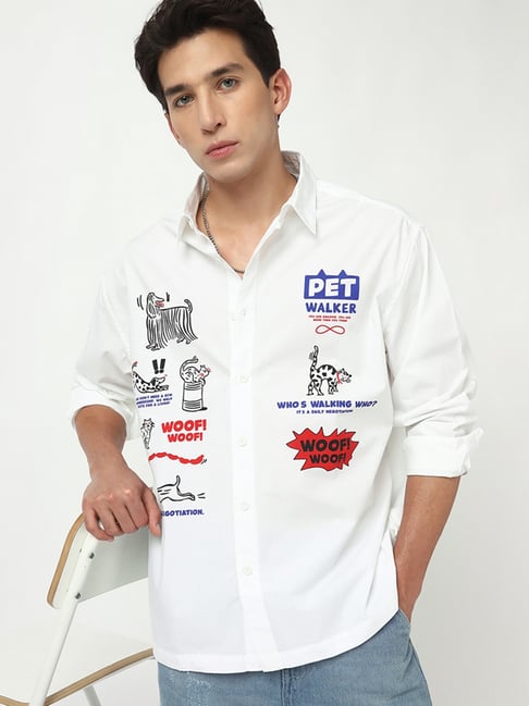 Bewakoof White Relaxed Fit Graphic Shirt-picture-25