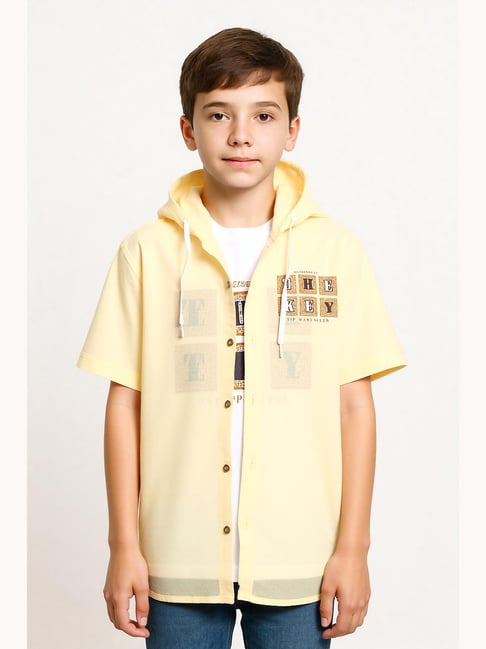 Cavio Boys Lemon Printed Comfort Fit Shirt with T-Shirt-picture-14
