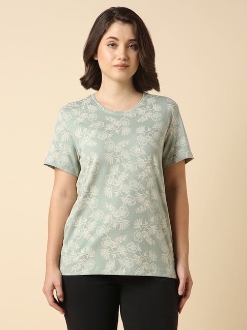 Van Heusen Green Cotton Relaxed Fit Printed Night T-Shirt-picture-34