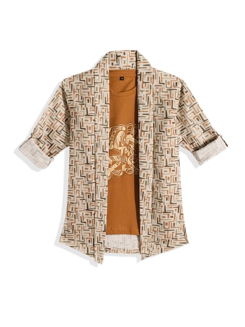 Charchit Boys Coffee Printed Comfort Fit Shirt-picture-27