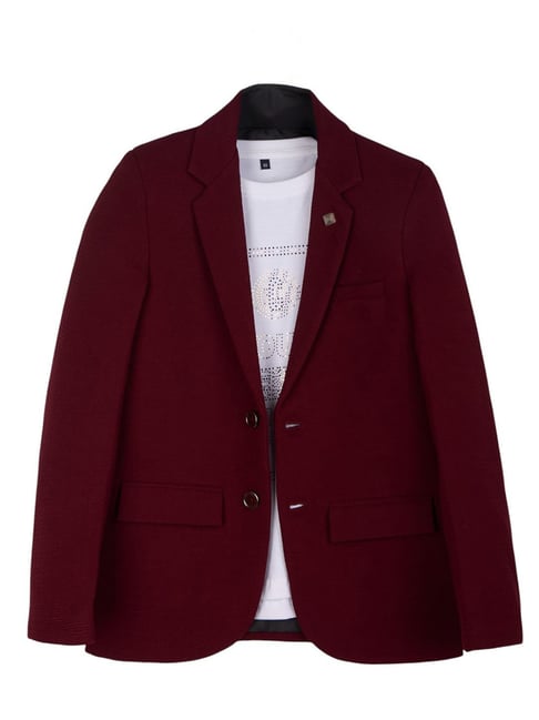 Charchit Boys Maroon Comfort Fit Blazer with T-Shirt-picture-28