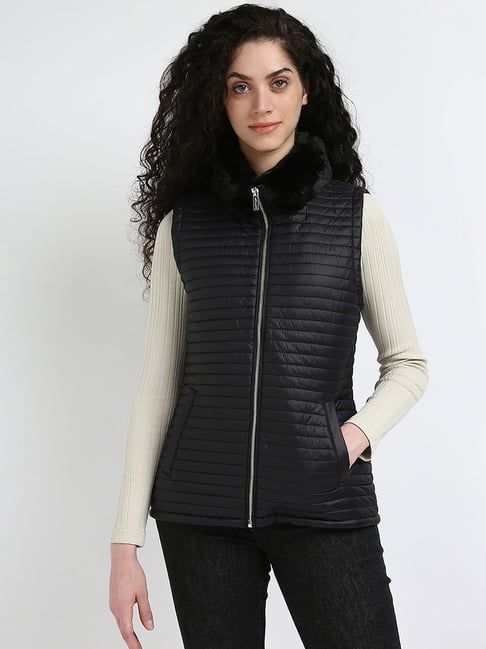 CALVIN KLEIN JEANS Black Regular Fit Polyester High-Neck Quilted Jacket-picture-22