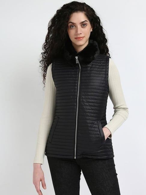 CALVIN KLEIN JEANS Black Regular Fit Polyester High-Neck Quilted Jacket-picture-17