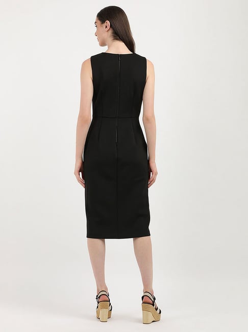 CALVIN KLEIN JEANS Black Polyester V-Neck Shift Dress