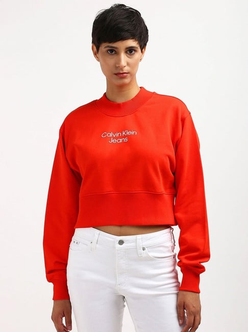 CALVIN KLEIN JEANS Red Regular Fit Cotton Crew Neck Regular Sweatshirt-picture-29