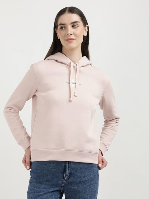 CALVIN KLEIN JEANS Pink Regular Fit Polyester Hooded Neck