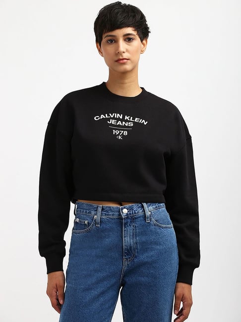 CALVIN KLEIN JEANS Black Regular Fit Cotton Crew Neck Regular Sweatshirt-picture-29