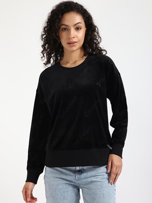 CALVIN KLEIN JEANS Black Regular Fit Polyester Crew Neck Regular Sweatshirt-picture-19