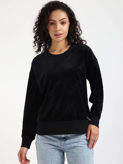 CALVIN KLEIN JEANS Black Regular Fit Polyester Crew Neck Regular Sweatshirt-picture-20