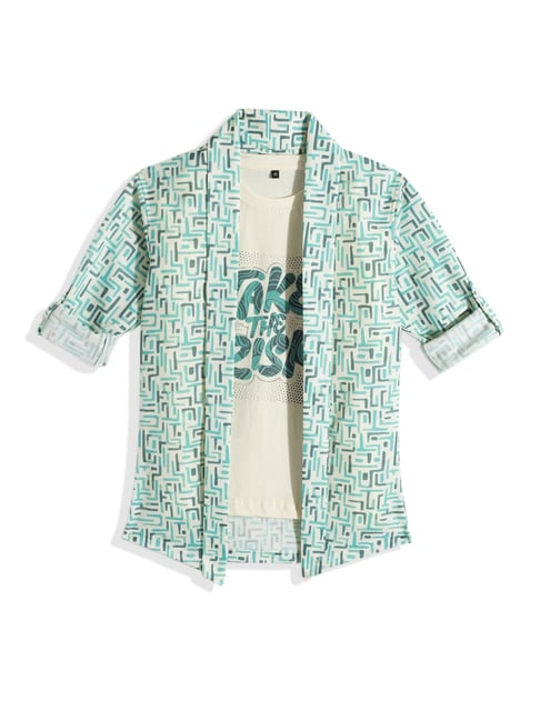 Charchit Boys Sea Green Printed Comfort Fit Shirt-picture-15