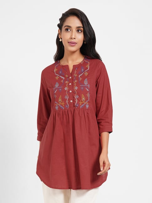 Rangmanch By Pantaloons Aurora Red Cotton Regular Fit Printed Kurti-picture-14