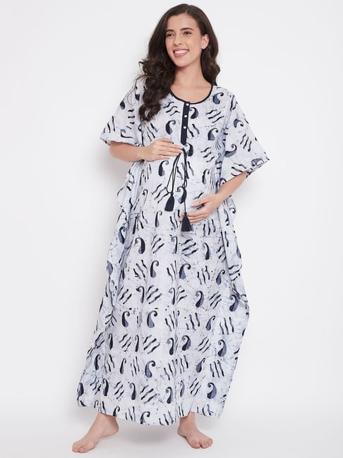 The Kaftan Company Off White Cotton Printed Kaftan-picture-30