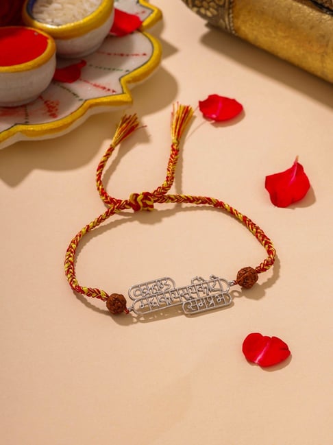 kicky & perky Kicky and Perky 925 Sterling Silver Vakratunda Mahakaya Suryakoti Samaprabha Rakhi-picture-29