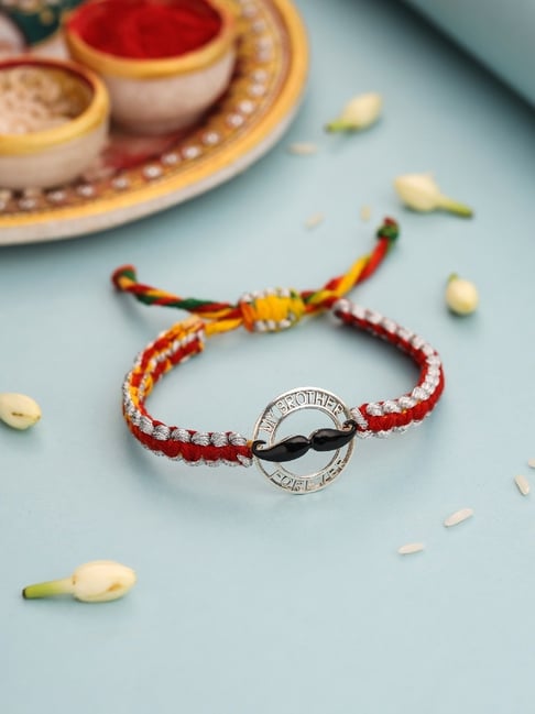 kicky & perky Kicky and Perky 925 Sterling Silver Enamel Moustache Rakhi-picture-21