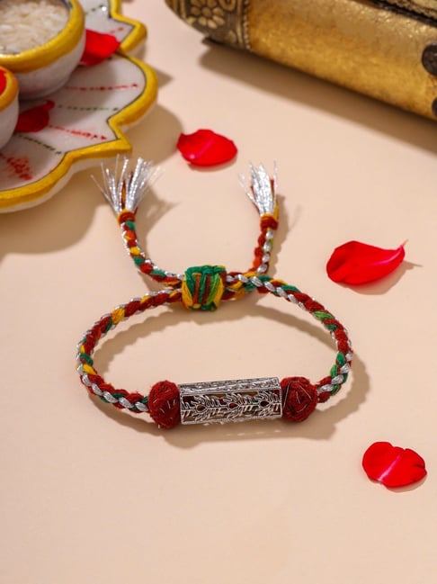 kicky & perky Kicky and Perky 925 Sterling Silver "KRISHNA SADA SAHAYATE" Rectangular Rakhi-picture-30