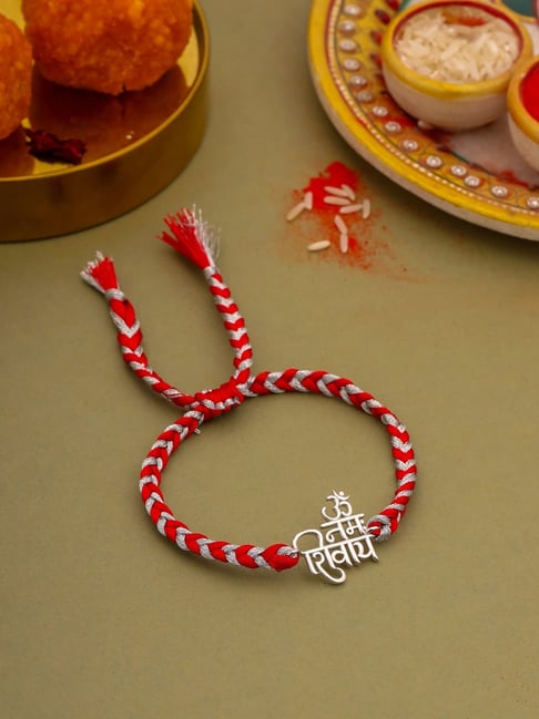 kicky & perky Kicky and Perky 925 Sterling Silver Om Namah Shivaya Rakhi-picture-17
