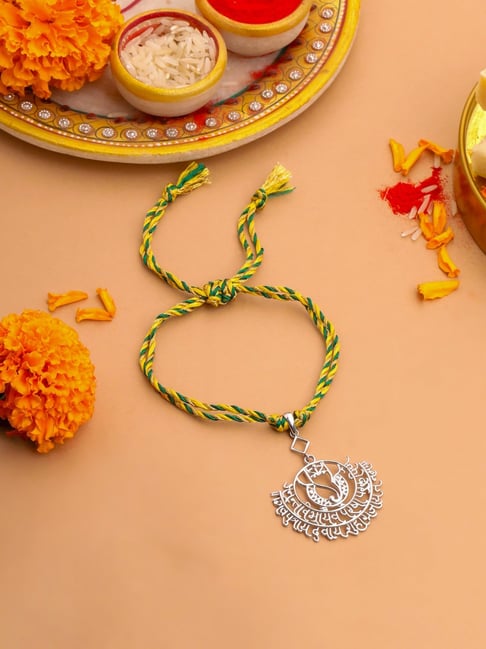 Kicky & Perky 925 Sterling Silver Mantra with Gansha Lumba Rakhi-picture-24