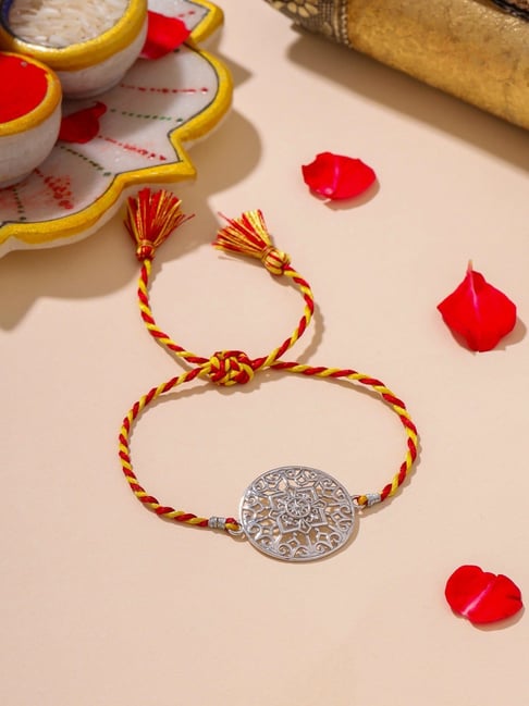 kicky & perky Kicky and Perky 925 Sterling Silver Round Cutwork Rakhi-picture-46