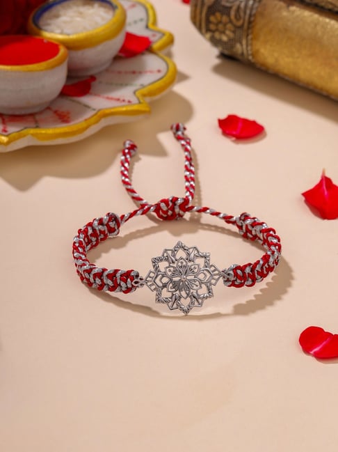 Kicky & Perky 925 Sterling Silver Floral Cutwork Rakh Rakhi-picture-32