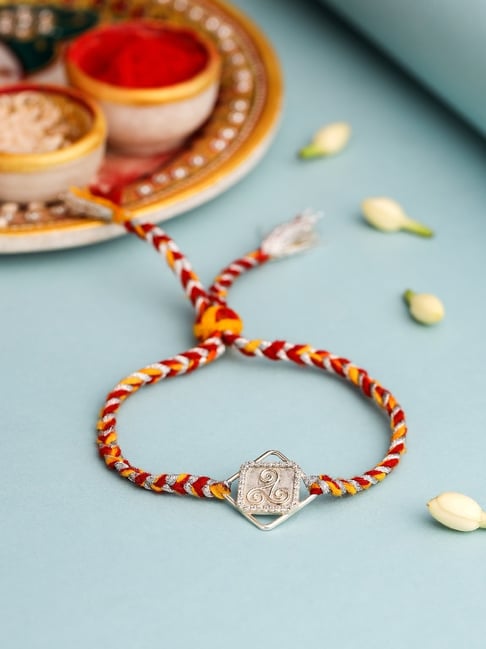 kicky & perky Kicky and Perky 925 Sterling Silver Mossanite Religious Good Luck Symbol Rakhi-picture-14