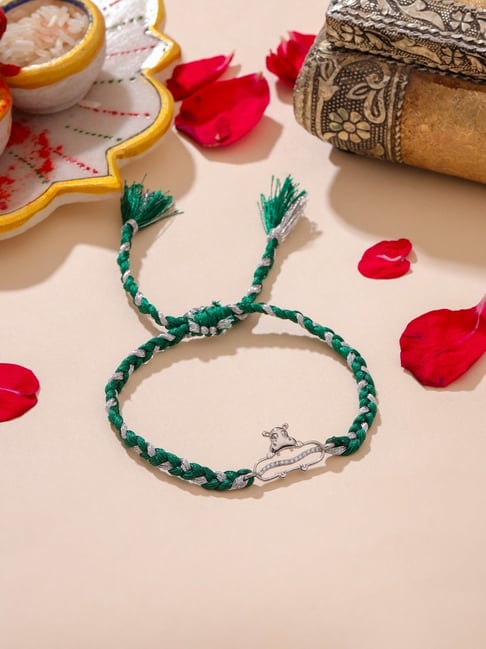 kicky & perky Kicky and Perky 925 Sterling Silver Studded with Moissanite Rakhi-picture-11