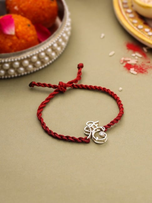 kicky & perky Kicky and Perky 925 Sterling Silver Mossanite Shri Ganesh Ji Rakhi-picture-19