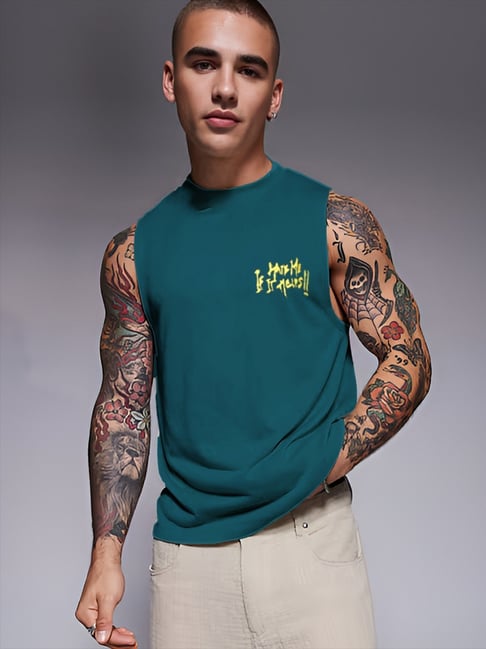 Rigo Teal Blended Printed Vest