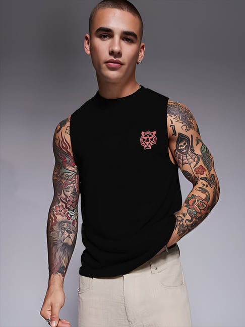 Rigo Black Blended Printed Vest