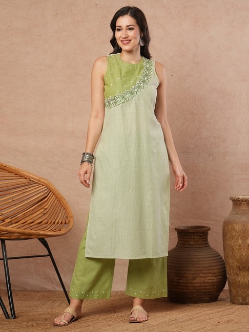 Kami Kubi Green Cotton Solid Kurti-picture-29