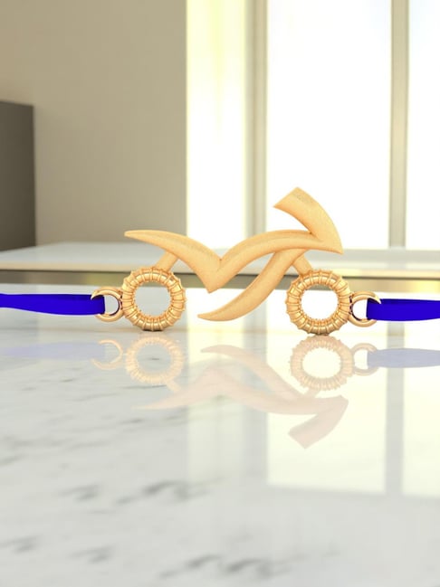 P.C. Chandra Jewellers 14KT Yellow Gold Minimal 0.25g Stylish Contemporary Design Rakhi for Men