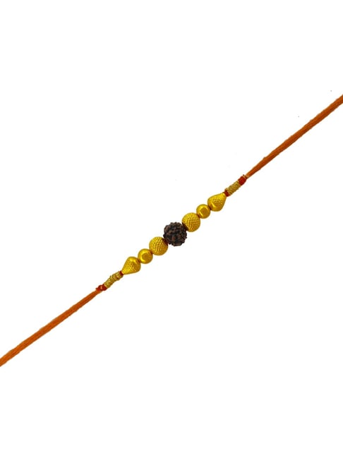 P.C. Chandra Jewellers 22KT Yellow Gold Plastic Rudraksha Traditional Rakhi for Men